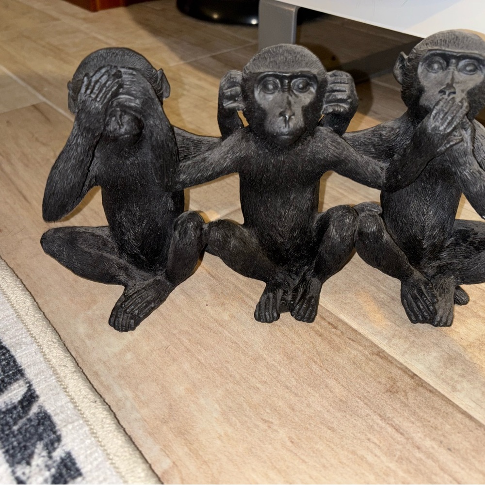 Black Three Wise Monkeys Figurine